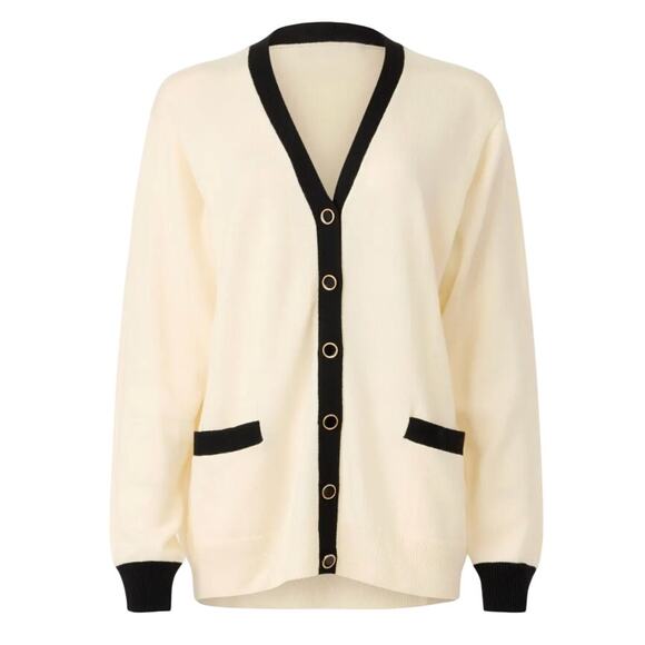 Reformation Scout Regenerative Merino Boyfriend Cardigan in Cream, Size S - Picture 1 of 5